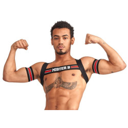 Mr B - Mister B Harnais élastique X-Back Noir-Rouge